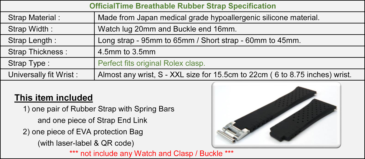 OfficialTime Breathable Rubber Strap